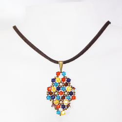 Pendant 65cm - Xochitl Rhombus S-Chocolate Suedine - Pendant 65cm - Laiton bronze